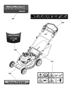 Decals Group (7502723a) Diagram and Parts List for 7800859-JM36 2012 Briggs and Stratton Lawn Mower